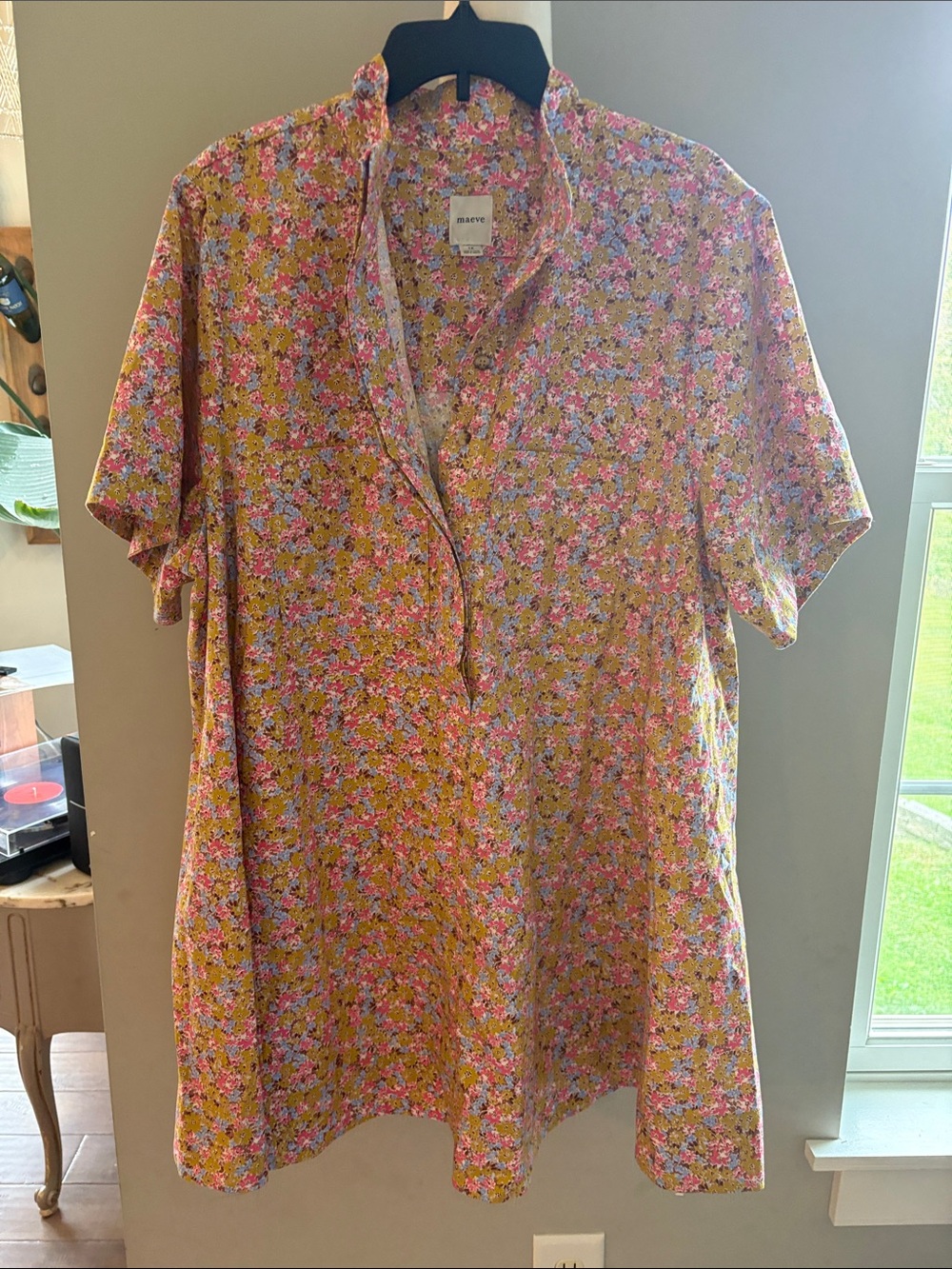 Maeve Olive, Blue & Pink Floral Short Sleeve Mini